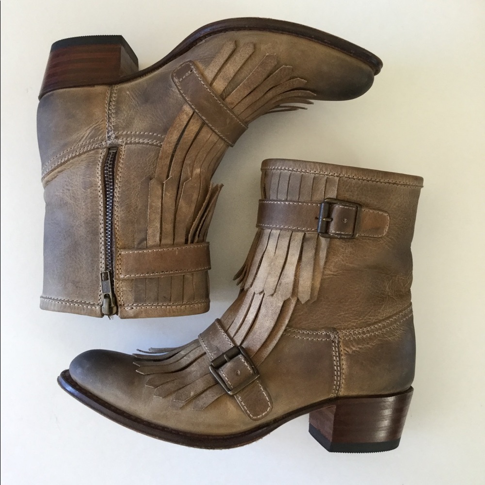 SENDRA boho fringed leather booties